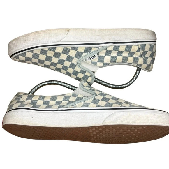 Vans Baby Blue/True White Checkerboard Slip-On Sneaker - Men's 9 / Women's 10.5 - Picture 2 of 10